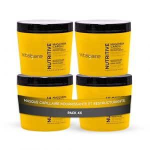 Vitalcare | Nutritive - Masque Capillaire Nourrissant et Restructurant, Traitement pour Cheveux Secs et ternes, aux Céramides Végétales et Panthénol, 4 x 500 ml (ELEGANCE & BEAUTY DI VESPOLI ANTONIO, neuf)