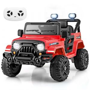 GOPLUS Voiture Electrique Enfants 12V avec Télécommande Parentale, Musique, Klaxon, Phares,4x4 Electrique Enfants pour 3 Ans + Démarrage Lent, Charge 30KG (Rouge) (Augenstern24, neuf)