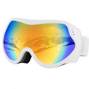 SPEEDEVE Lunettes de Ski Masques Snowboard OTG r&eacute;glables Anti-UV Antibu&eacute;e Compatible avec Casque pour Homme Femme pour le snowboard, l'alpinisme, la motoneige,Blanc/Rouge (VLT30%) (Hejin, neuf)