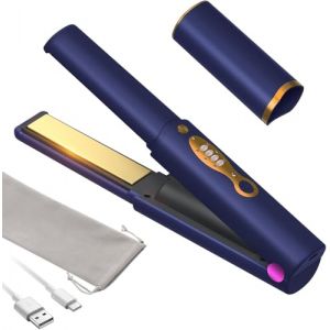OBEST Fer &Agrave; Lisser Voyage Sans Fil 2 EN 1,Hair Straightener 170/190/210℃,Lisseur Boucleur Cheveux Rechargeable 5000 mAh,Fer &agrave; Boucler Plaque Chauffante En Titane,Violet (YF2019, neuf)