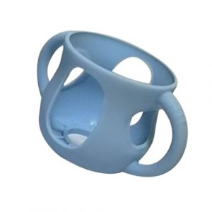 Manchon de biberon en silicone &ndash; Porte-biberon en verre pour avec poign&eacute;es | Anti-casse, anti-chute et r&eacute;sistant aux chocs, passe au lave-vaisselle, sans BPA, accessoire d'allaitement (bin'shop, neuf)