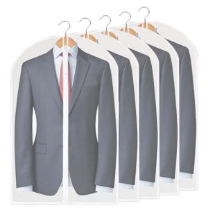 SHUOHONG 5 Pièces Housse Vetements à Suspendre à Fermeture Éclair, 60 x 80 cm Housse Costume Homme, Translucide Housse Portant Vetement, Housse Penderie pour Rangement Vetement (A) (SHUOHONG, neuf)