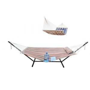 GOCAN Hamac en tissu matelassé avec support et barres d'écartement, plus sûr et stable, hamacs de qualité pour extérieur/intérieur, patio, cour, double face, bleu/rouge (GOCAN-EU, neuf)
