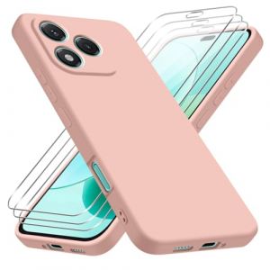 jrester Coque pour Honor 400 Lite 5G, Rose Souple TPU Silicone Housse &Eacute;tui avec Trois Film Protection d'&eacute;cran en Verre Tremp&eacute; pour Honor 400 Lite 5G (jrester, neuf)