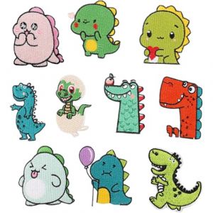 KIRZAX 10 Patches Dinosaures &ndash; Patch Thermocollant Enfant, &Eacute;cusson Thermocollant Brod&eacute;, DIY pour Jeans, T-Shirts & Textiles V&ecirc;tements (VLAD SHOP ADV, neuf)