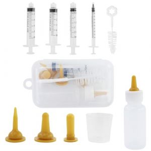 JRSHIRLEYLTD Ensemble de biberons d'élevage, tétine en silicone, tétine pour animaux de compagnie avec brosse, gobelet doseur, seringue d'alimentation, mini tétine, boîte de rangement (JRSHIRLEY LTD, neuf)