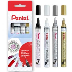Pentel MMP10 Lot de 4 marqueurs à encre pigmentée permanente dans une pochette en carton (OMGHC., neuf)
