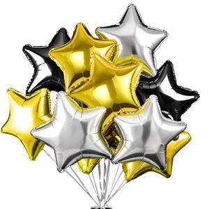 Ballon Étoile Or Argent Noir 24 pcs, Baudruche en Forme d'étoile, Ballons de Fleuret, Ballon Helium Étoile pour Anniversaire, Mariage, Saint Valentin, Décoration de fête de Noël (WEIMEIYING, neuf)