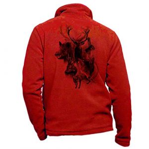 Blouson de Chasse en Polaire Rouge personnalisé cerf - Veste de Chasse Taille 4XL (Pets-easy, neuf)