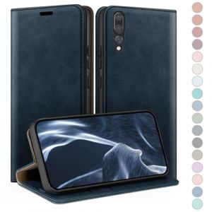 HUOUH Coque pour Huawei P20 Pro avec RFID Blocage Etui à Rabat en Cuir de Premium,Fentes pour Cartes,Coques de Case,Cover à Rabat pour Huawei P20 Pro Portefeuille Bleu Foncé (ETERNAL FLAME TRADING, neuf)