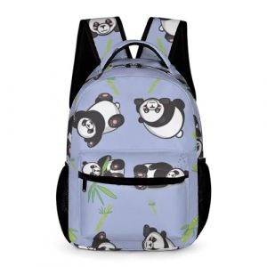 Treer Sac a Dos Enfant Nylon, Cartable Fille Primaire 3D Panda, Cartable Garcon Primaire, Grand 20.6L Cartable Imperméable Cartable pour 3-14 Ans (Panda Bambou,43x32x15cm) (Treer, neuf)