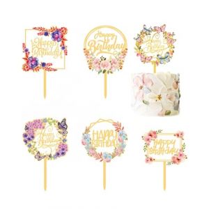 KGDUYC 6 Pi&egrave;ces Decoration Gateau Anniversaire,Papillon Decoration Gateau,Papillon D&eacute;coration G&acirc;teau de Mariage,Decoration Gateau Anniversaire Fille, d&eacute;coration papillon,carte de joyeux anniversaire (Qertyias O&Uuml;, neuf)