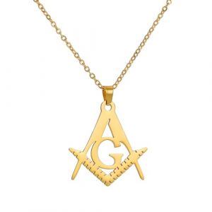 EUEAVAN Collier Franc-Maçon pour Femmes Hommes Pendentif Symbole Boussole Maçonnique Bijoux Maçonniques Rond Cadeau Maçonnique Créatif (or maçonnique) (EUEAVAN, neuf)