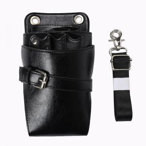 Outils de coiffure poche， Sacoche en cuir PU, ciseaux de coiffure, sac banane, trousse de beaut&eacute; for poils d'animaux, sac de barbier(Black) (WSWDMYXD, neuf)