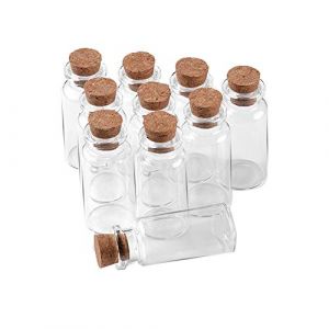 Jarvials 24pcs 13ml Bouteille en Verre Transparent avec Bouchon en li&egrave;ge, La Taille De La Bouche De La Bouteille Est De 12,5 mm Et Le Diam&egrave;tre ext&eacute;rieur De 24 mm. (24, 13ml) (Bottles Factory Store, neuf)