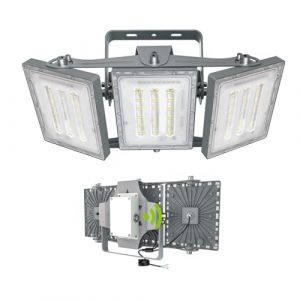 STASUN Projecteur LED Ext&eacute;rieur, 150W 15000LM 6000K Capteur Cr&eacute;pusculaire avec Cellule Photo&eacute;lectrique, IP66 &Eacute;tanche, 3 T&ecirc;tes R&eacute;glables &agrave; Large Angle pour Parking, Jardin, Stade (Langx lights, neuf)