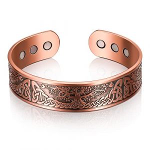 Otuuz Bracelet Magn&eacute;tique en Cuivre Bronze pour Homme Femme Bracelet en Cuivre d'&Eacute;nergie Magn&eacute;tique Solide Ajustable avec 6 Aimants avec Sac en Velours (Starrywpsky, neuf)
