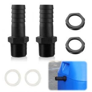 Riisoyu Trop-Plein Cuve Eau, Lot de 2 Trop Plein Embout Droit Cannelé 25mm Raccords de Trop-Plein pour Tuyau de Trop-Plein avec écrou et Rondelle (JINJIE LIMITED, neuf)