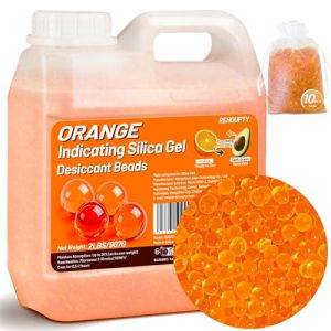 Perles D&eacute;shydratantes de Silice Orange 907G, Perles Gel Silice Indicatorices R&eacute;utilisables, Perles D&eacute;shydratantes de 3-5mm pour Filament 3D & Appareils &Eacute;lectroniques (10 Sacs Organza Inclus) (REHOUPTY, neuf)