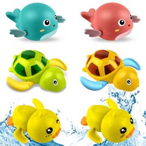 GZqiancang 6 Pi&egrave;ces Jouet De Bain, Remonter Jouet Bain B&eacute;b&eacute; avec 1 Sac De Rangement pour Jouets De Bain et 4 Crochets Auto Adh&eacute;sifs pour B&eacute;b&eacute;s Enfant 1 2 3 4 5 Ans (GZqiancang, neuf)