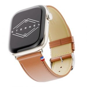 Eternel - Simple tour Bracelet iconique - Compatible toutes Apple Watch - 45/46mm - Fait main en France - Tannage v&eacute;g&eacute;tal - Gold - Adaptateurs acier inoxydable (&Eacute;ternel bracelets, neuf)