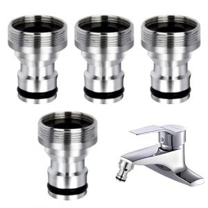 4 Pi&egrave;ces Raccord rapide tuyau arrosage, raccords de robinet universels pour mitigeur - 22 mm Femelle 24 mm M&acirc;le, Adaptateur de tuyau, Raccord rapide - Raccord de tuyau d'arrosage(argent) (ANETTEE GLOBALISS, neuf)