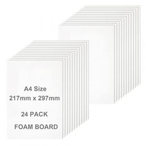 ASelected Lot de 24 Carton Mousse A4 5mm, Carton Mousse Plaque en Mousse de Polystyr&egrave;ne, Panneau D&rsquo;affichage,Planches Mousse Blanc pour Art, Pr&eacute;sentations, &Eacute;cole, Bureau (210MM&times;300MM) (ASelected, neuf)