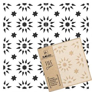 NAKLEO Pochoir &agrave; Carreaux pour Peinture 30x30cm, Mod&egrave;le en Plastique et R&eacute;utilisable, Aldeia &Eacute;toile Triangle R&eacute;p&eacute;titif Marocain, DIY Bricolage D&eacute;coration, Pav&eacute; Blocs B&eacute;ton Sol Mur (Nakleo / Stencils / Stickers / Art&Wall Decor, neuf)