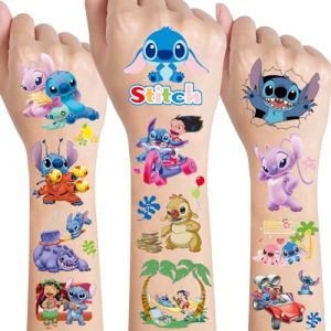 Tatouage Éphémère Lilo et Stitch - 8 Feuilles Kit Enfant, Étanche Faux Tatouage Fille Garçon, Cadeau Anniversaire, Décoration De Fête, Accessoire (AIU, neuf)