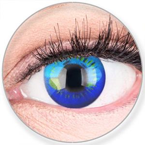 Lentilles couleur cosplay - manga, anime blue. Pour Halloween, fantaisie, Carnaval + étuis à lentilles de contact I 1 paire (2 pièces) I sans correction I 0,00 Dioptries MERALENS (MeralenS, neuf)