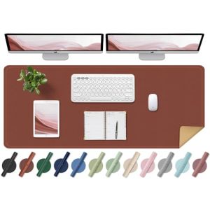 Tapis de Bureau - Sous-Main Double Face en Liège et Cuir, Tapis pour Souris et Clavier, Protection de Bureau Antidérapante, Idéal Comme Tapis de Table pour le Bureau et la Maison (Marron, 120x60CM) (YoursTrust-EU, neuf)
