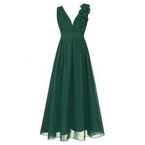 iiniim Robe De Cérémonie Enfant Fille Mousseline De Soie Robe à Bretelles sans Manches Tenue Soirée Mariage Demoiselles d'honneur 4-16 Ans Armée Verte D 5-6 Ans (yunduantong, neuf)