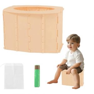 Toilette Pliante - Pot Pliable Enfant Voyage, Capacité de Charge de 200 Kg, Livré Avec Cinq Sacs Poubelles et Un Sac de Rangement, pour Plaque Appropriée Voyage,Voiture,Camping,Extérieur - Rose (Tomalithic, neuf)