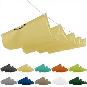 Protection solaire pergola, vague 4 x 8 m, ombrage, terrasse, balcon, voile rétractable avec œillets et corde, pour toiture de terrasse et jardin d'hiver, sable (LIFENGQIHANG, neuf)