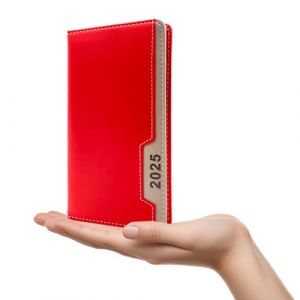 Agenda hebdomadaire 2025, format 10 x 18 cm – Élégante couverture Soft Touch en simili cuir, parfaite pour organiser des rendez-vous et du travail, journal en italien de janvier à décembre (rouge) (Powersell ITA, neuf)