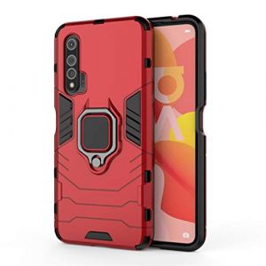 Coque Huawei Nova 6 4G, MHHQ 2 en 1 Armour Style Robuste Hybrides Double Couche Armure Defender TPU + PC Case Cover avec Support Magn&eacute;tique Car Mount pour Huawei Nova 6 4G -Red (mhhq, neuf)
