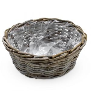 Spetebo Panier à plantes en osier tressé naturel - 30 cm - Panier à fleurs rond en rotin avec film - Décoration de jardin - Panier à fleurs - Panier à plantes - Panier en osier rustique (Special-trends, neuf)