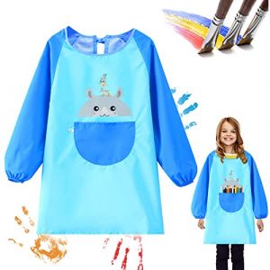 ENAIAH Tablier Peinture Enfant, Blouse Peinture Enfant, pour Gar&ccedil;ons et Filles de 3 &agrave; 6 Ans, Imperm&eacute;able, Avec Manches et Poches Utilis&eacute;, pour L'&Eacute;cole Activit&eacute;s, Peinture, Coloriage, Cuisine (Blau) (JGPY-US, neuf)