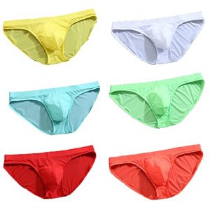 Faringoto Slip ultra léger et respirant en soie glacée pour homme en micro maille respirante pour se détendre la nuit, Bleu clair + blanc + rouge + vert + orange + jaune, XL (Faringoto, neuf)