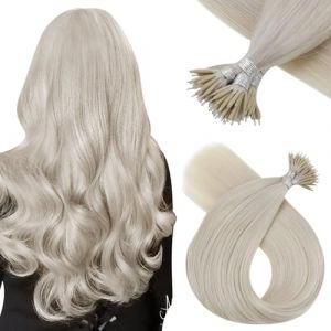 Vivien Extension Cheveux a Froid Blond Extension Nano Ring Cheveux Naturel Blond Platine Extension Cheveux Naturel Pose a Froid Lisse Longue 24Pouces/60cm 50g/50s #60 (Vivien Europe, neuf)