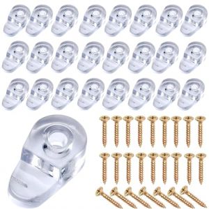 4 Pcs Pince à Verre Support d'Étagère Support d'Étagère Murale Fixation Réglable, Verre Adaptatif de 3-4 mm d'Épaisseur, Finition Polie en Plastique (hulingle, neuf)