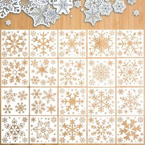 Pochoir Flocon de Neige, Shyllin 20 PCS Pochoirs de No&euml;l en Plastique R&eacute;utilisable, Pochoir pour Peinture Noel, Pochoir Noel, D&eacute;coration de No&euml;l DIY pour Fen&ecirc;tre, Verre, Porte, Scrapbooking (YANY245, neuf)