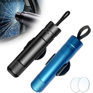 Vulevirtue 2 Pi&egrave;ces Brise Vitre Coupe Ceinture,2 en 1 Hammer-Safe Marteau Brise-vitre Marteau Fen&ecirc;tre Brise-vitre et Cutter de Ceinture de S&eacute;curit&eacute; Urgence pour Voiture Outil d'&Eacute;vasion d'urgence (Vulevirtue, neuf)
