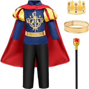 TinkerPlay Costume de Chevalier Prince Roi pour Enfants, D&eacute;guisement M&eacute;di&eacute;val avec Cape et Couronne, D&eacute;guisement Chevalier Enfant pour Cosplay, Carnaval et Cadeaux pour Gar&ccedil;ons (120CM) (TinkerPlay, neuf)
