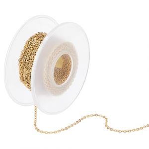 UNICRAFTALE 10m Cha&icirc;nes de Collier Or 304 Cha&icirc;nes Acier Inoxydable 2mm de Large Cha&icirc;ne de Collier Soud&eacute;e Cha&icirc;nes Cor&eacute;ennes M&eacute;tal Cha&icirc;ne &agrave; Maillons D'Extension de Bobine pour Femmes et Hommes de Bijoux (ENBISI EU, neuf)
