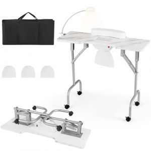HOMASIS Table de manucure avec aspirateur et sac d'aspirateur - Table de manucure avec roulettes - Table de manucure portable pliable avec coussin pour les mains et sac de transport - Table de (Homasis, neuf)