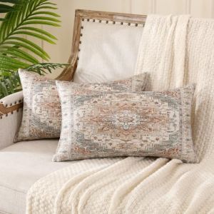 Miuyunya Housse de Coussin Boheme 30x50 Beige Housse Coussin Ethnique Decoratif Canape R&eacute;tro Boho D&eacute;coratifs pour Canap&eacute; Lit Chambre Chaise Ext&eacute;rieur Jardin Art D&eacute;co Automne Lot de 2 (Miuyunya, neuf)