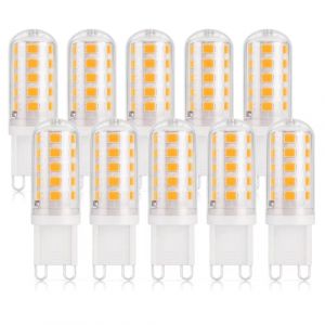 DiCUNO Ampoule LED G9 blanc chaud 2700K, 3W &eacute;quivalen 30W halog&egrave;ne, Non-dimmable, 410LM, CRI 85, Petite ampoule G9 &agrave; &eacute;conomie d'&eacute;nergie pour lustre et salle de bain etc, 10 Pi&egrave;ces (DiCUNO EU Direct, neuf)