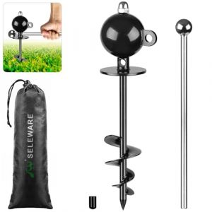 SELEWARE Piquet d'attache pour Chien d'extérieur antirouille pour Grands Chiens jusqu'à 100 kg, Rotation Libre, matériel de Camping pour Chien, Tige torsadée Incluse (Lifeswell, neuf)