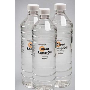 CLEARCRAFT Lot de 3 flacons d'huile pour Lampe à Pétrole d'intérieur sans fumée avec Entonnoir 1 l, Pétrole Lampant (The Oil Candle Company, neuf)